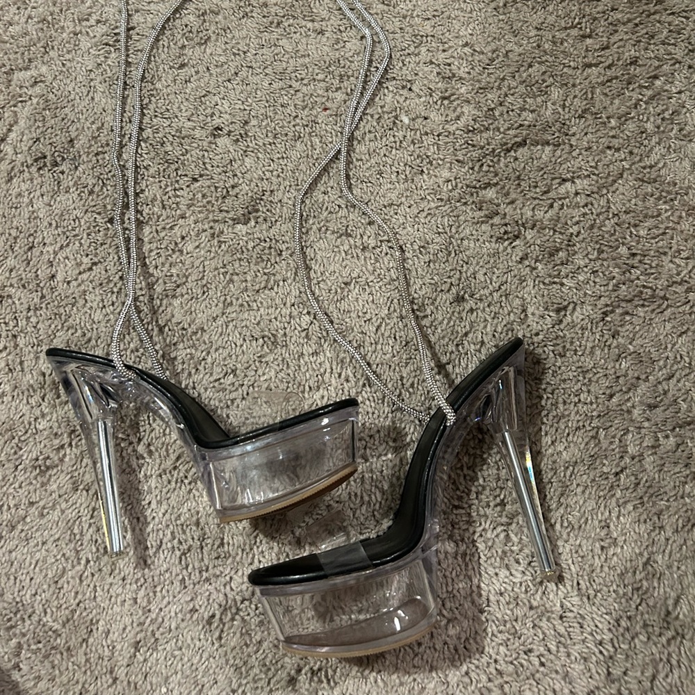 Chase + Chloe Clear Platform Heels with Black Accents